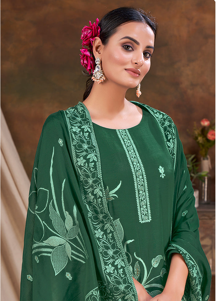 3 Pc Green Readymade Viscose Suit Set - Indian Silk House Agencies