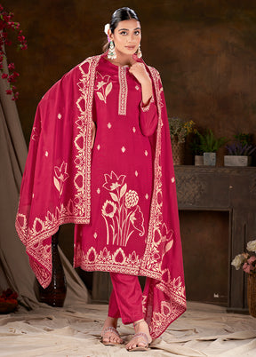 3 Pc Pink Readymade Viscose Suit Set - Indian Silk House Agencies