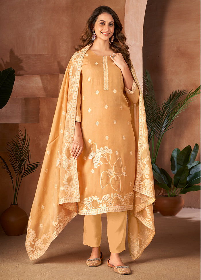 3 Pc Yellow Readymade Viscose Suit Set - Indian Silk House Agencies