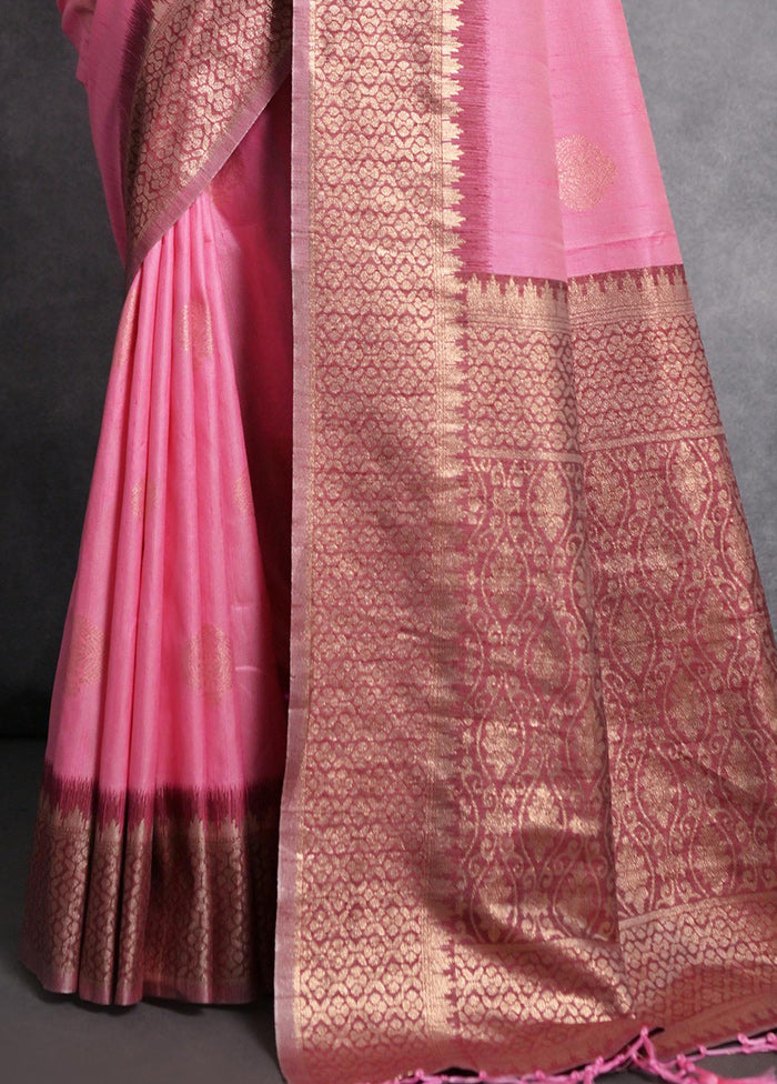 Pink Dupion Silk Saree With Blouse Piece - Indian Silk House Agencies