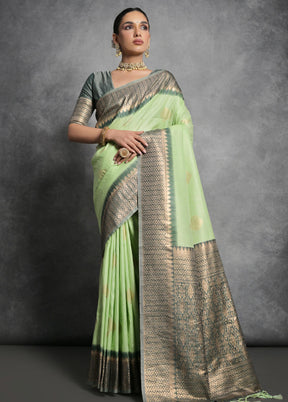 Pista Green Dupion Silk Saree With Blouse Piece - Indian Silk House Agencies