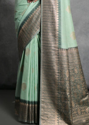 Sea Green Dupion Silk Saree With Blouse Piece - Indian Silk House Agencies