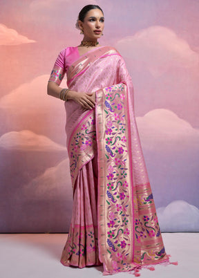 Baby Pink Dupion Silk Saree With Blouse Piece - Indian Silk House Agencies