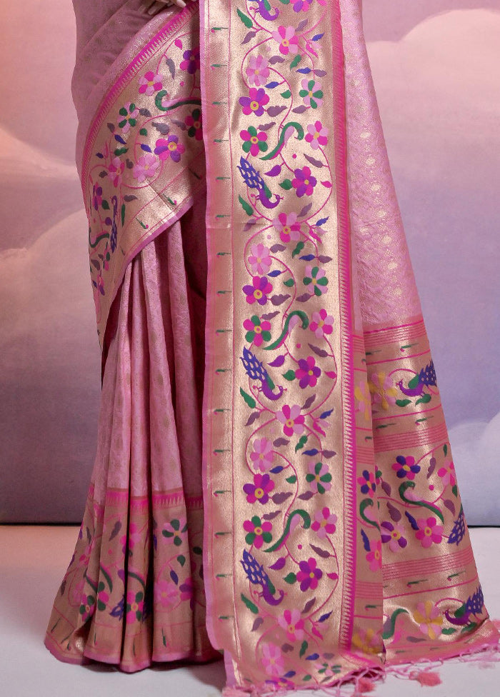 Baby Pink Dupion Silk Saree With Blouse Piece - Indian Silk House Agencies