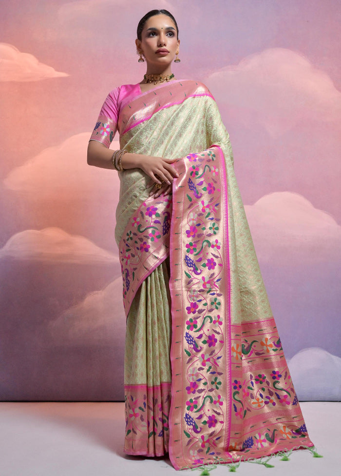 Pista Green Dupion Silk Saree With Blouse Piece - Indian Silk House Agencies