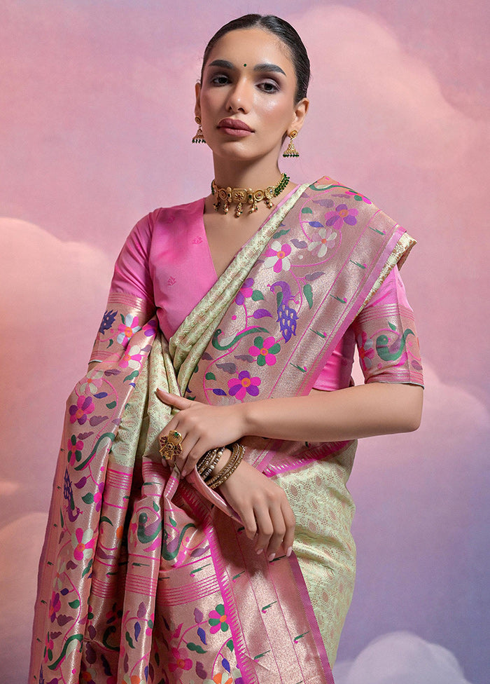 Pista Green Dupion Silk Saree With Blouse Piece - Indian Silk House Agencies