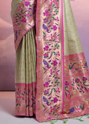 Pista Green Dupion Silk Saree With Blouse Piece - Indian Silk House Agencies