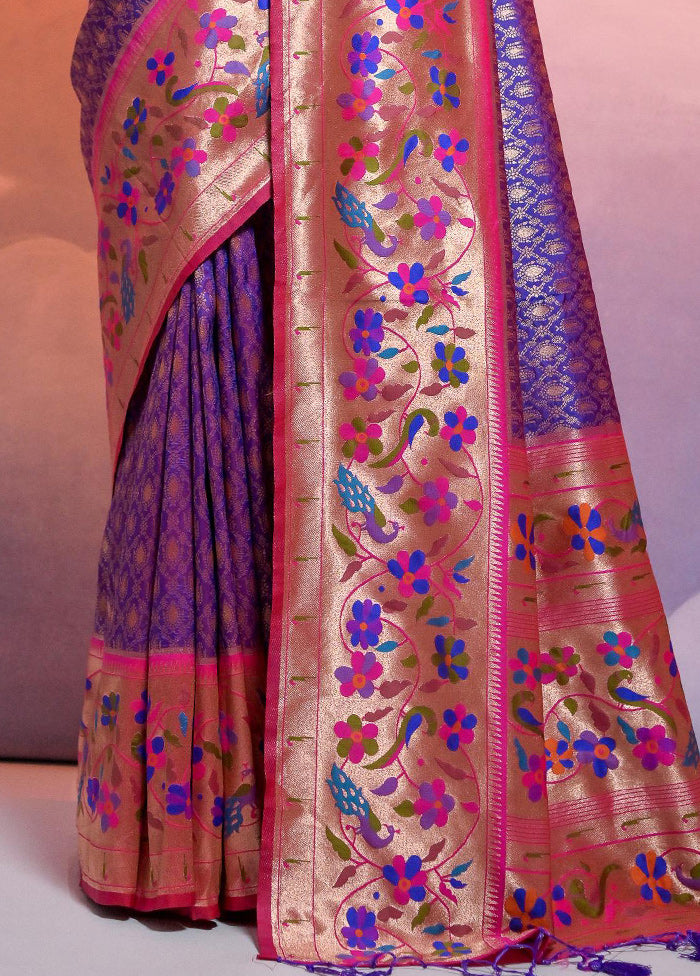 Blue Dupion Silk Saree With Blouse Piece - Indian Silk House Agencies