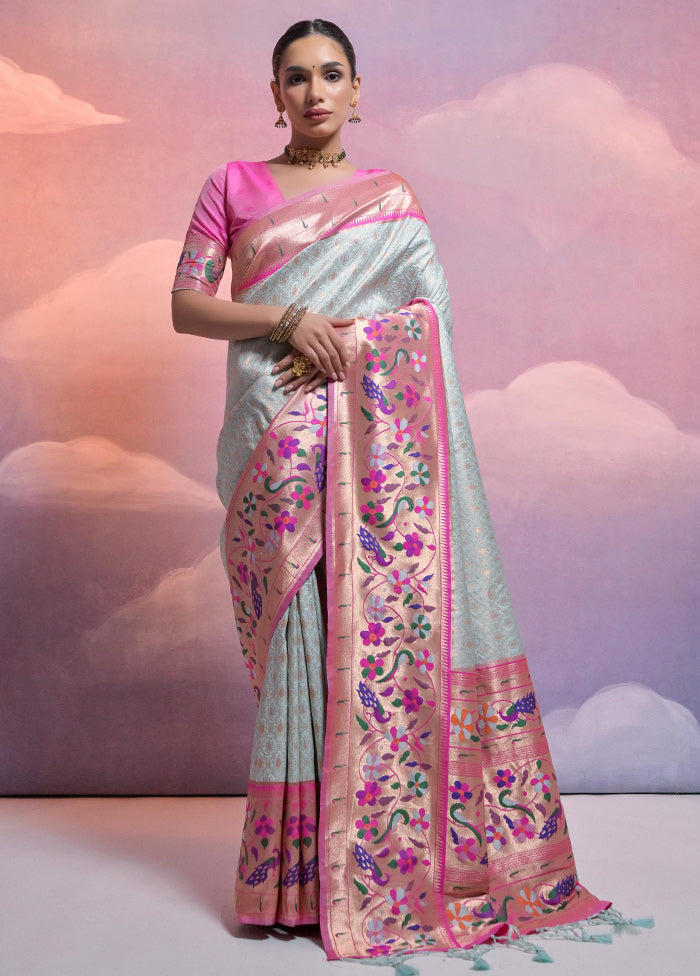 Sea Green Dupion Silk Saree With Blouse Piece - Indian Silk House Agencies