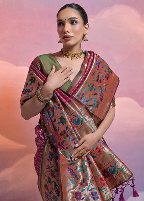 Wine Dupion Silk Saree With Blouse Piece - Indian Silk House Agencies