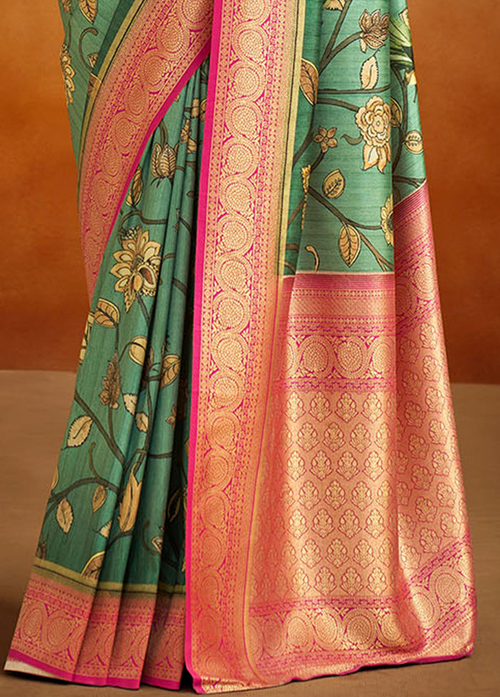 Rama Dupion Silk Saree With Blouse Piece - Indian Silk House Agencies