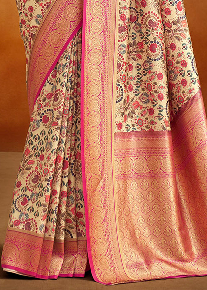 Beige Dupion Silk Saree With Blouse Piece - Indian Silk House Agencies