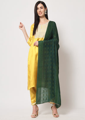 3 Pc Lemon Readymade Silk Suit Set - Indian Silk House Agencies