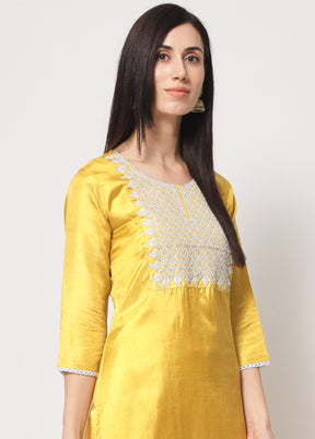 3 Pc Lemon Readymade Silk Suit Set - Indian Silk House Agencies