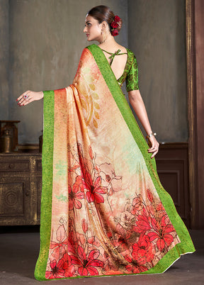 Multicolor Dupion Silk Saree With Blouse Piece - Indian Silk House Agencies