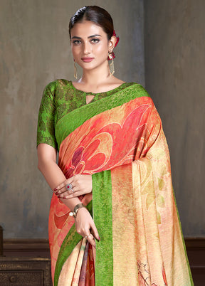 Multicolor Dupion Silk Saree With Blouse Piece - Indian Silk House Agencies