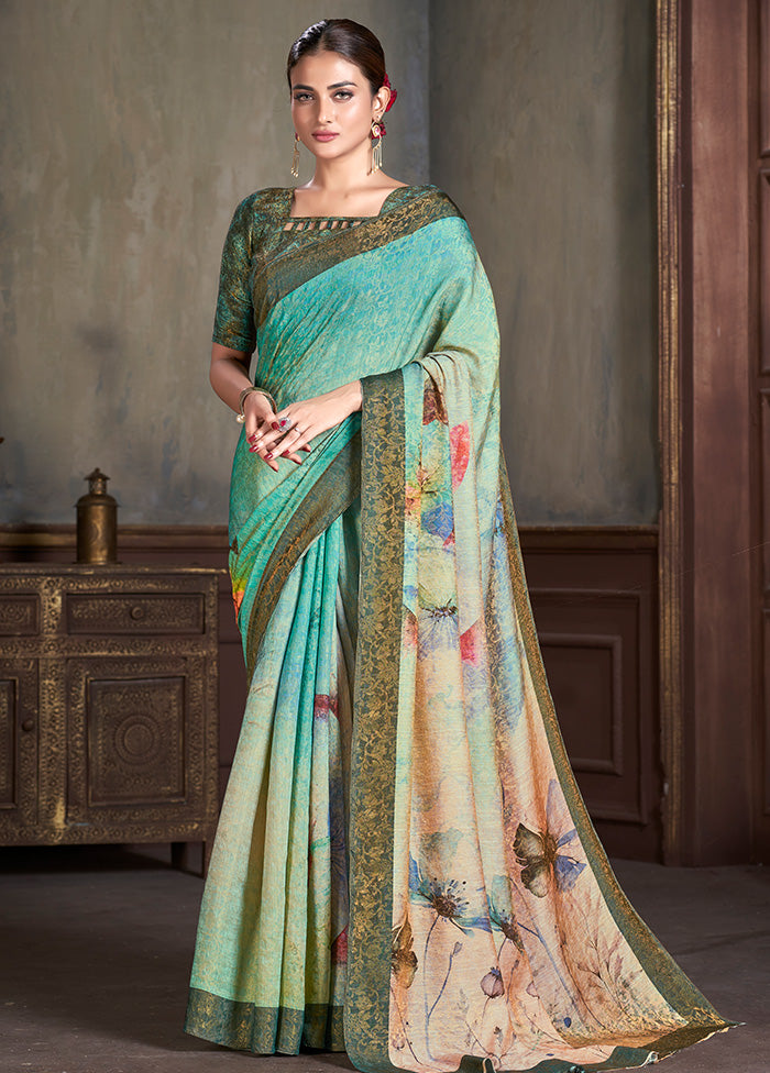 Multicolor Dupion Silk Saree With Blouse Piece - Indian Silk House Agencies