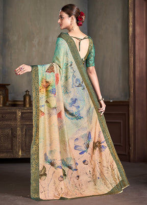 Multicolor Dupion Silk Saree With Blouse Piece - Indian Silk House Agencies