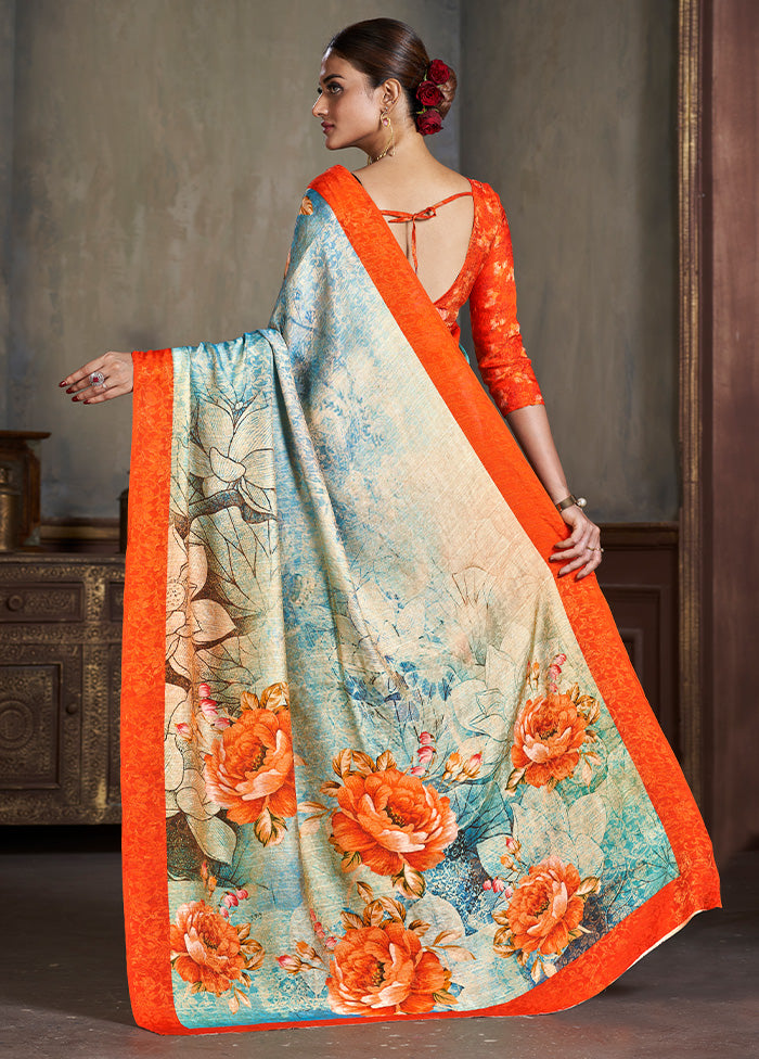 Multicolor Dupion Silk Saree With Blouse Piece - Indian Silk House Agencies