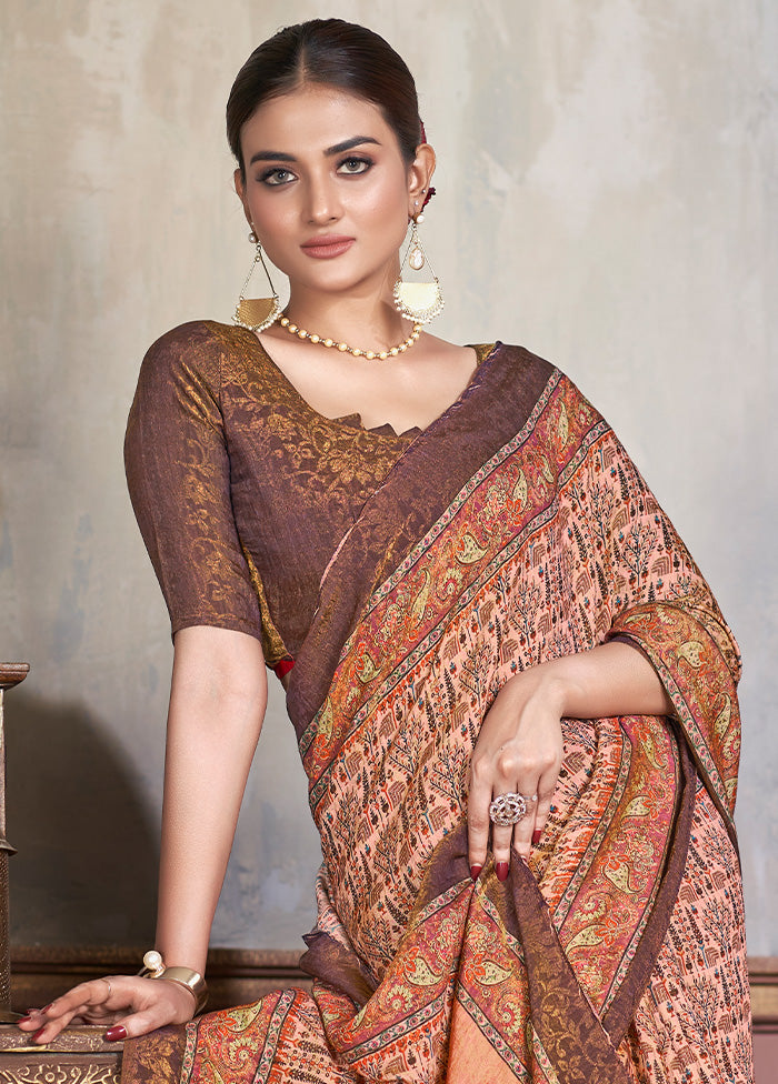 Multicolor Dupion Silk Saree With Blouse Piece - Indian Silk House Agencies