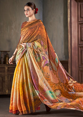 Multicolor Dupion Silk Saree With Blouse Piece - Indian Silk House Agencies