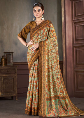 Multicolor Dupion Silk Saree With Blouse Piece - Indian Silk House Agencies