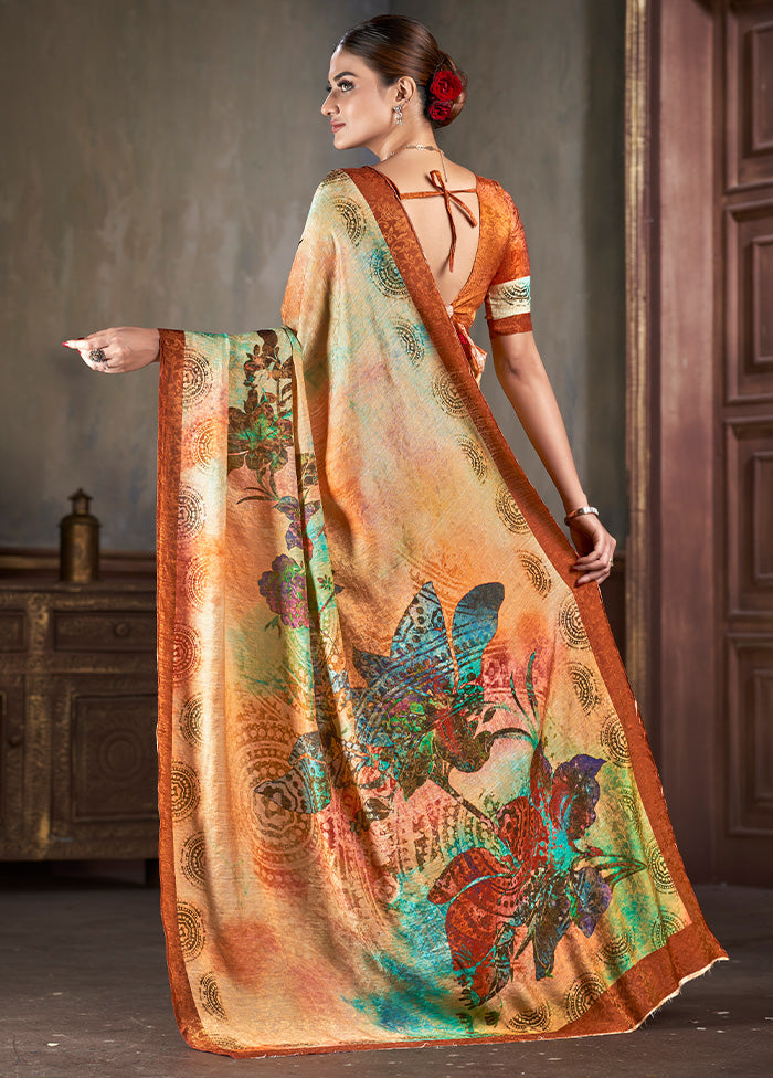 Multicolor Dupion Silk Saree With Blouse Piece - Indian Silk House Agencies