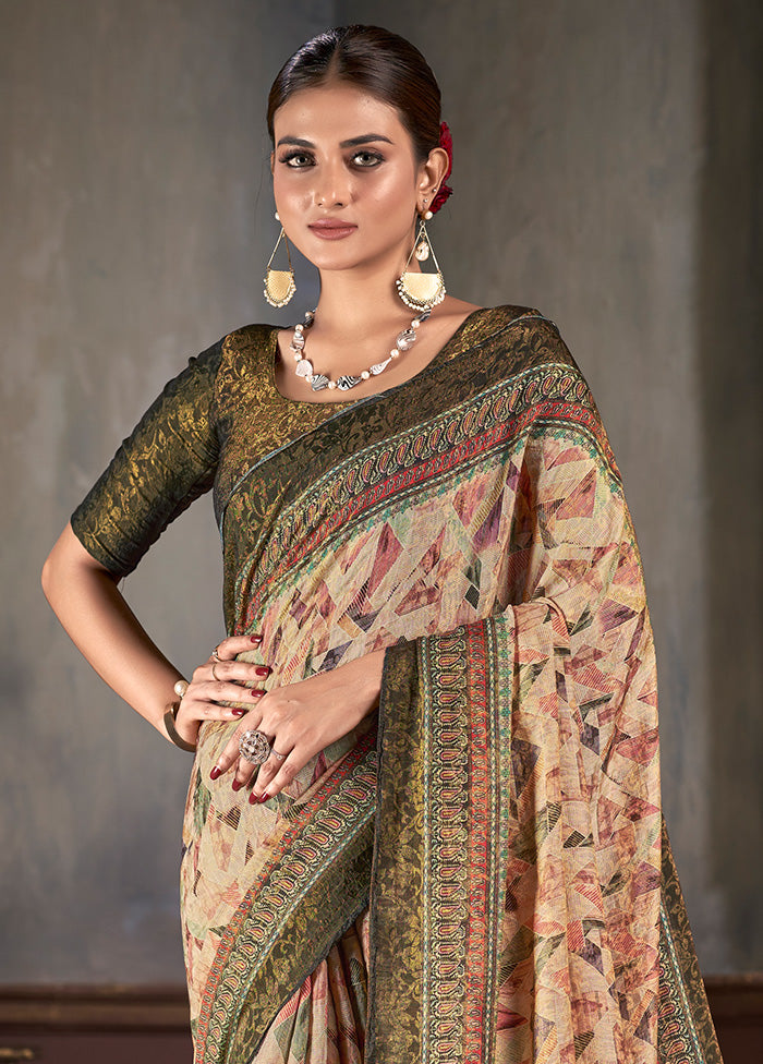 Multicolor Dupion Silk Saree With Blouse Piece - Indian Silk House Agencies