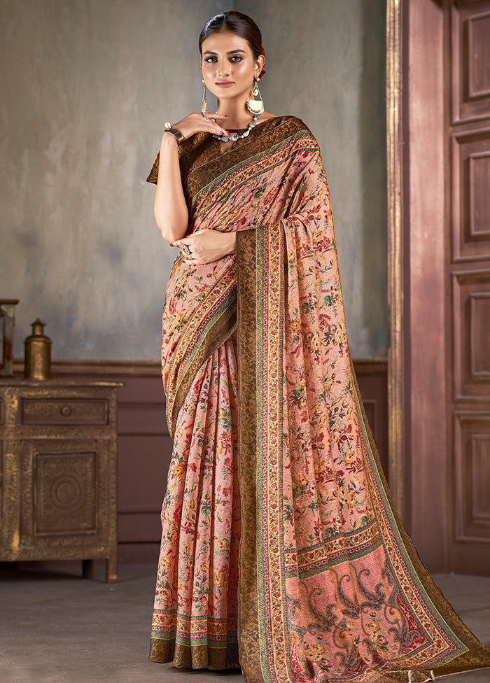 Multicolor Dupion Silk Saree With Blouse Piece - Indian Silk House Agencies