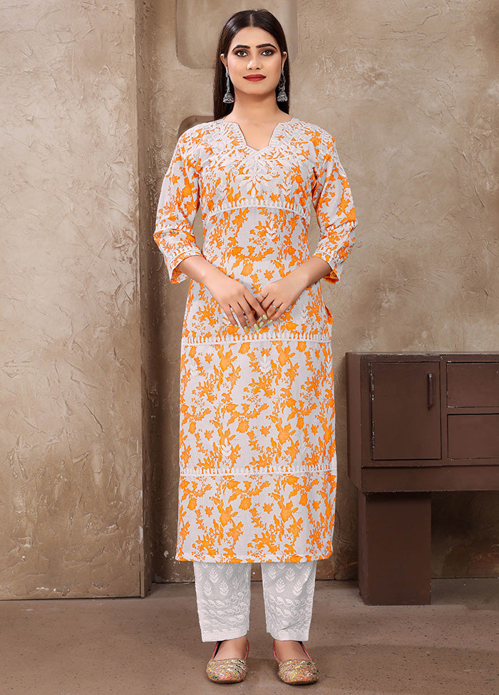 2 Pc Yellow Readymade Cotton Kurti Set