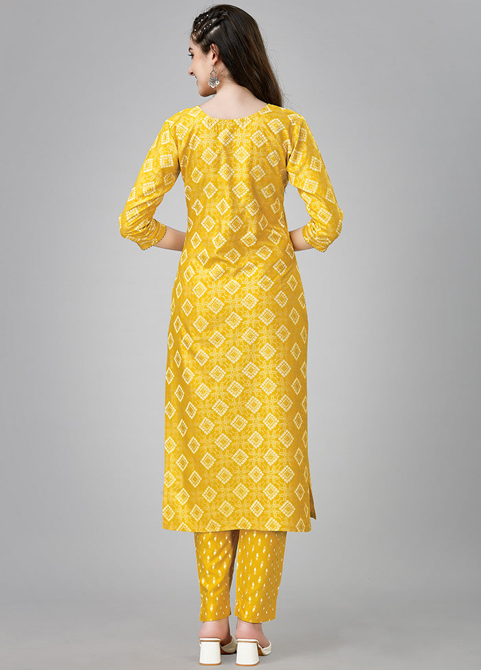 2 Pc Yellow Readymade Rayon Kurti Set