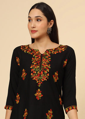 Black Readymade Rayon Short Kurti