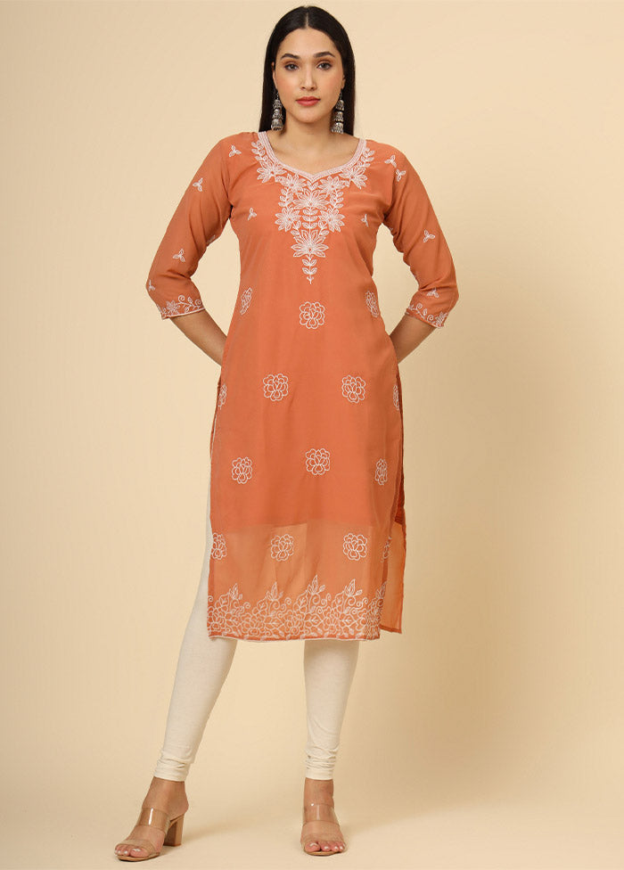 Orange Readymade Georgette Kurti