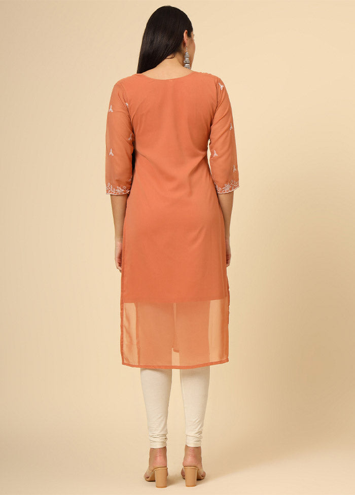 Orange Readymade Georgette Kurti