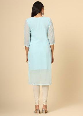 Sky Blue Readymade Georgette Kurti