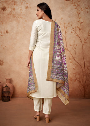 3 Pc Off White Readymade Viscose Suit Set