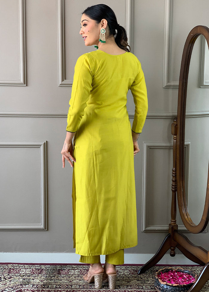 3 Pc Lemon Readymade Viscose Suit Set