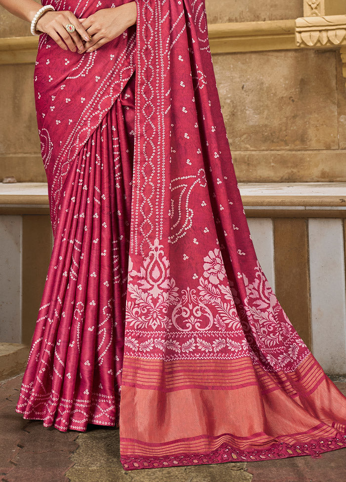 Pink Dupion Silk Saree With Blouse Piece