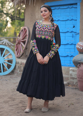 Black Readymade Georgette Indian Dress