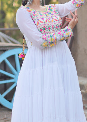White Readymade Georgette Indian Dress