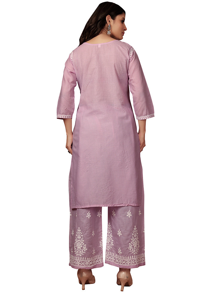 2 Pc Purple Readymade Cotton Kurti Set