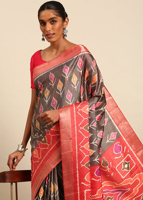 Brown Cotton Saree With Blouse Piece