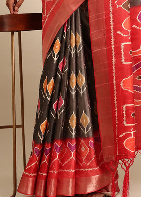 Brown Cotton Saree With Blouse Piece