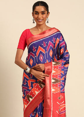 Blue Cotton Saree With Blouse Piece