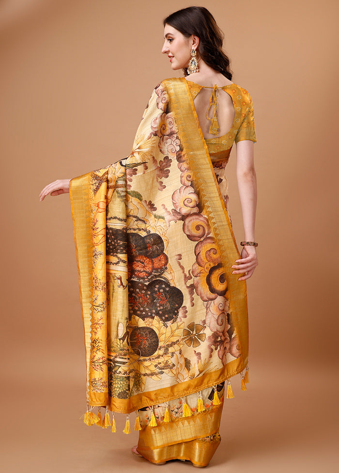 Multicolor Tussar Silk Saree With Blouse Piece