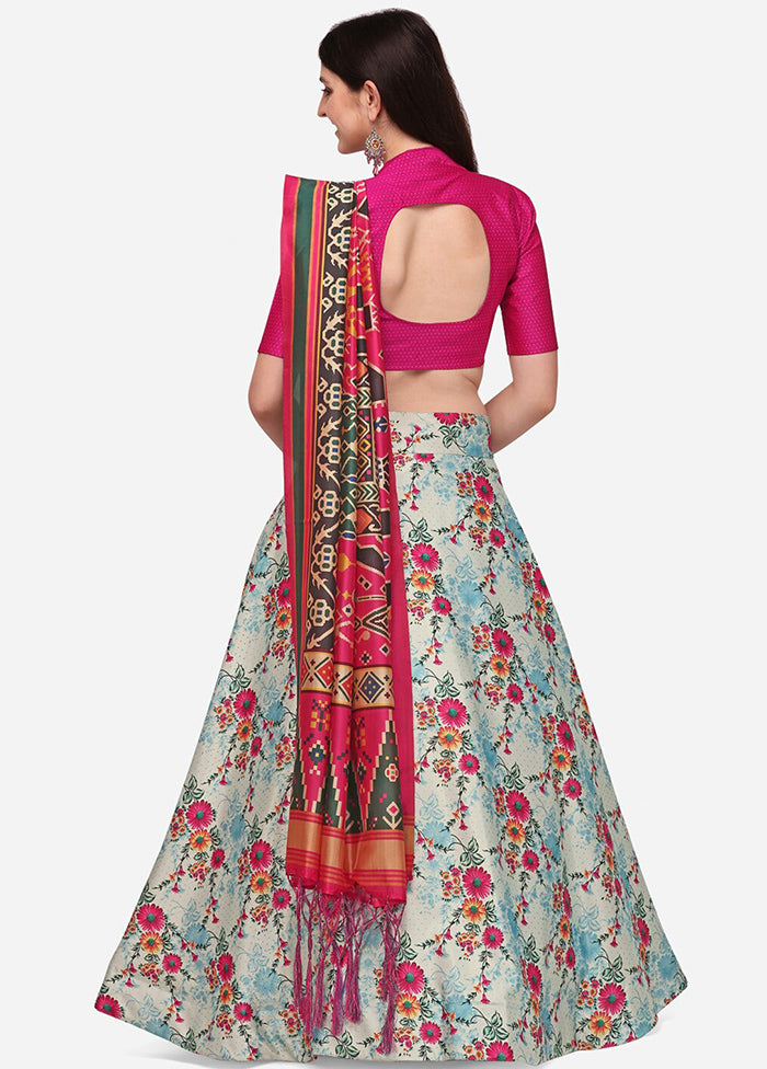 Multicolor Silk Semi Stitched Lehenga Set