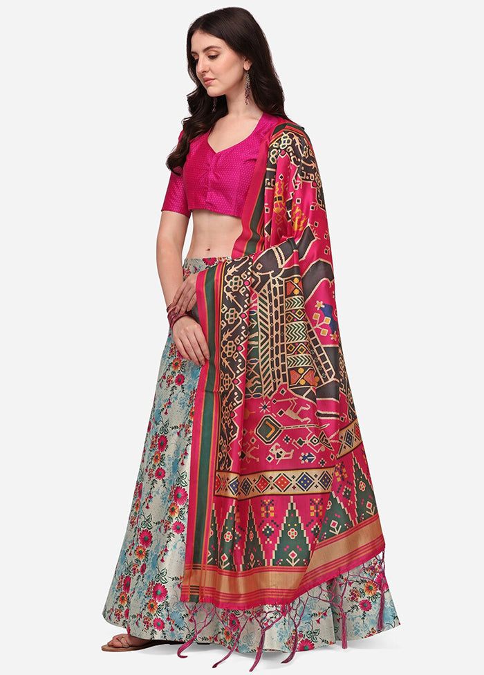 Multicolor Silk Semi Stitched Lehenga Set