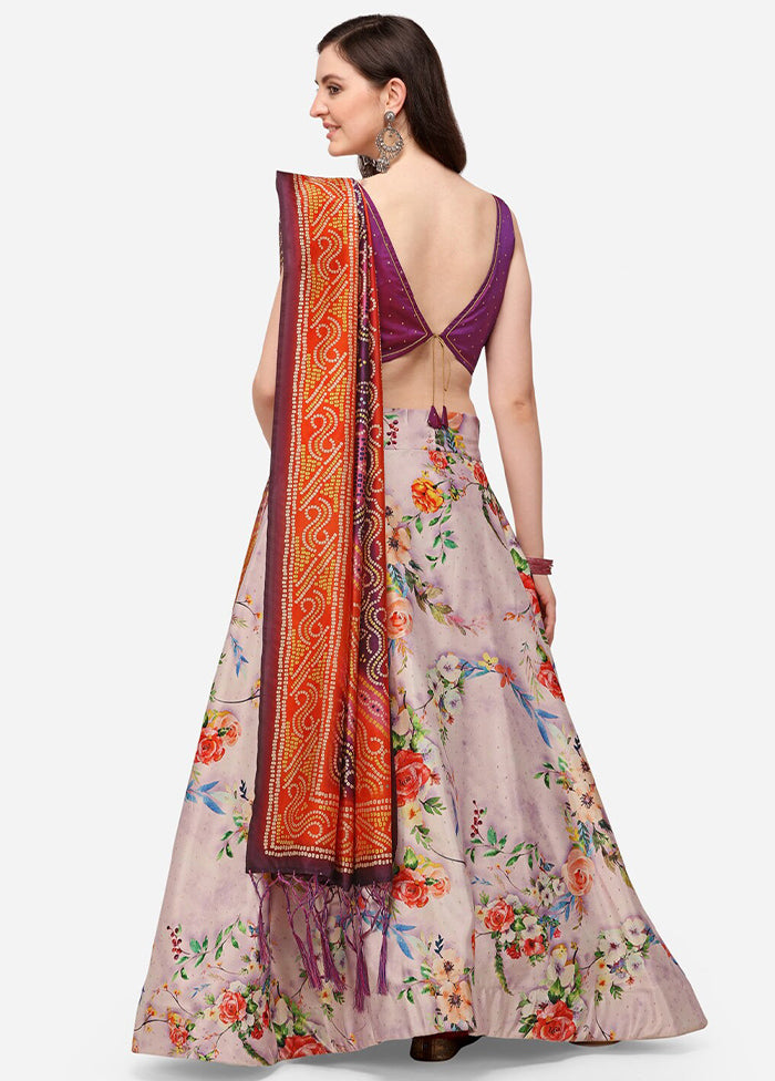 Multicolor Silk Semi Stitched Lehenga Set