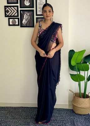 Black Georgette Saree With Blouse Piece