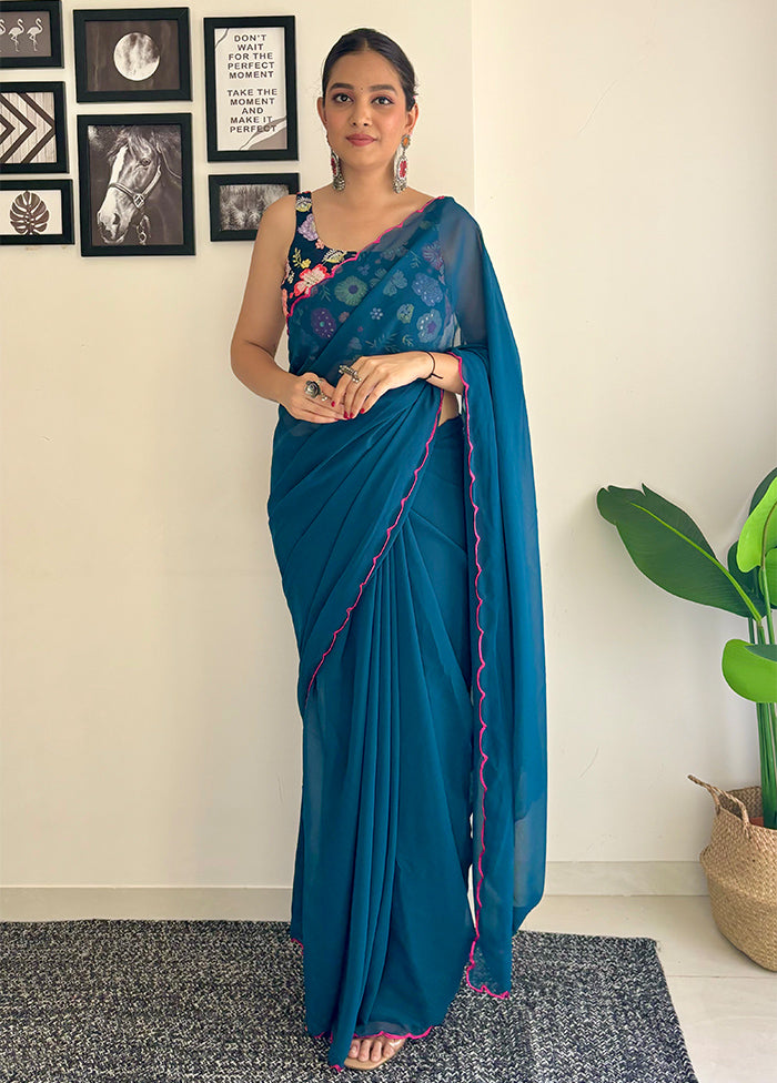 Rama Georgette Saree With Blouse Piece